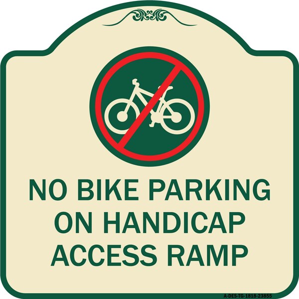 Signmission No Bike Parking on Handicap Access Ramp Heavy-Gauge Aluminum Sign, 18" x 18", TG-1818-23855 A-DES-TG-1818-23855 - main